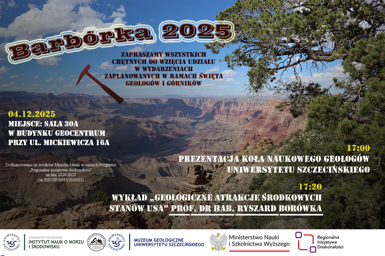 Koło Naukowe Geologów US serdecznie zaprasza na wydarzenia z okazji Barbórki 2025