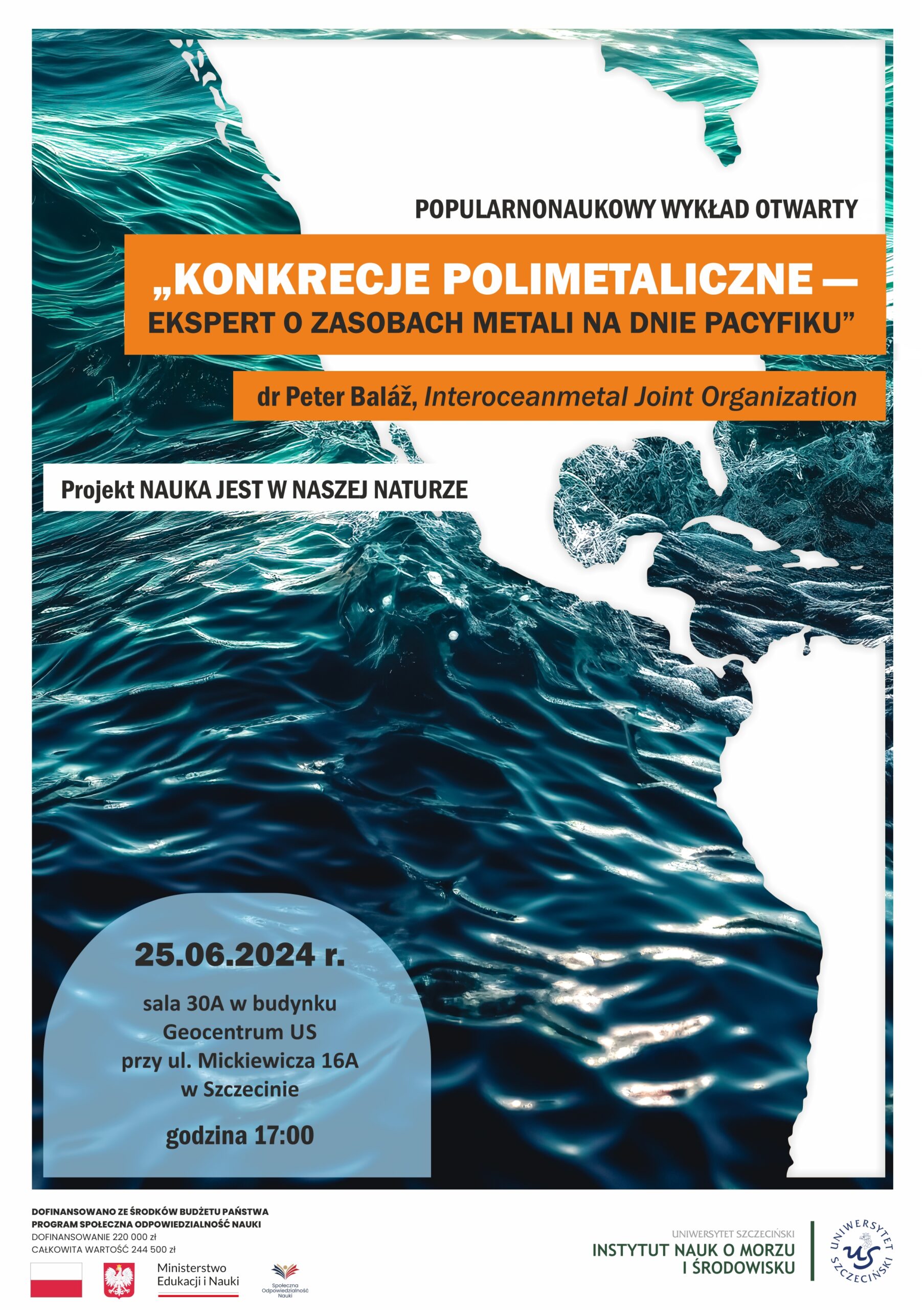 popularnonaukowy wykład otwarty „Konkrecje polimetaliczne – ekspert o zasobach metali na dnie Pacyfiku”