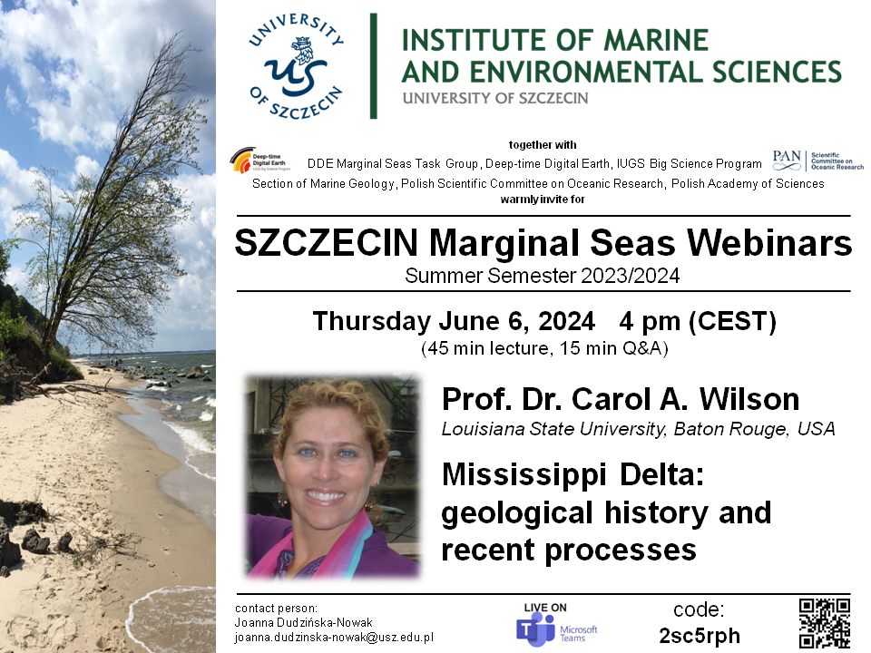 Wykład Prof. Dr. Carol A. Wilsonw ramach cyklu Szczecin Marginal Seas Webinars